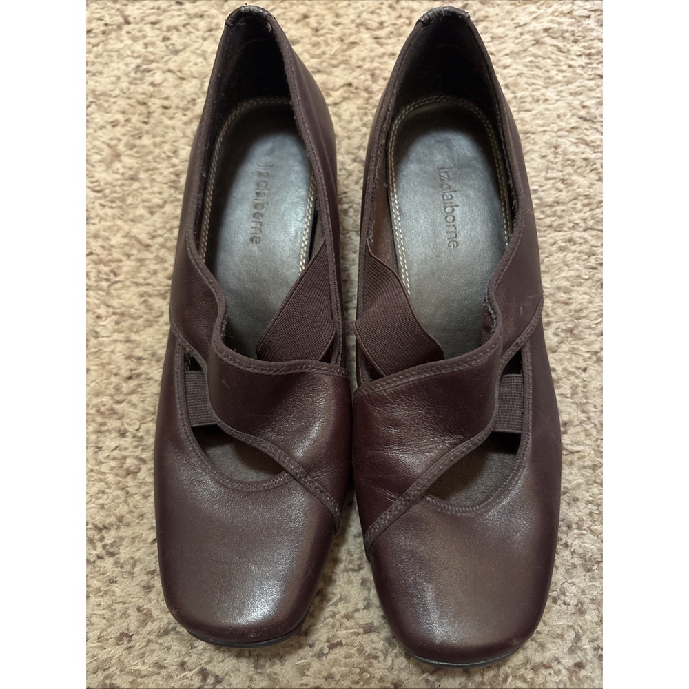 Liz Claiborne Women's‎ Sz 8 Brown Leather Shoes Criss Cross Baby Doll